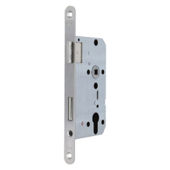 PZ mortise lock for apartment doors with lockable latch, rounded forend